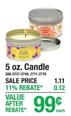 Menards 5 oz. Candle offer