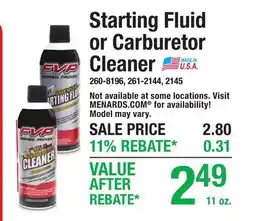 Menards Starting Fluid or Carburetor Cleaner offer