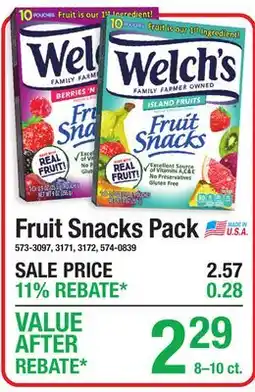 Menards Fruit Snacks Pack offer