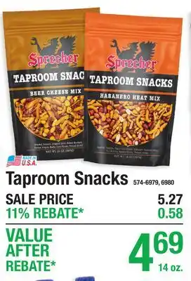 Menards Taproom Snacks offer