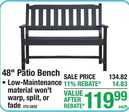 Menards Backyard Creations 48 Patio Bench offer