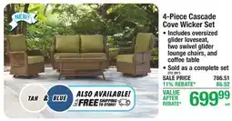 Menards Backyard Creations 4-Piece Cascade Cove Wicker Set offer