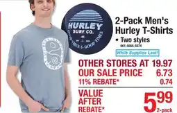 Menards 2-Pack Men's Hurley T-Shirts offer