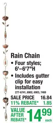 Menards Rain Chain offer