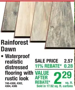 Menards Rainforest Dawn offer