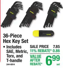 Menards Performax 36-Piece Hex Key Set offer