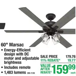 Menards 60 Marsac Energy-Efficient design with DC motor and adjustable brightness offer