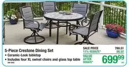 Menards 5-Piece Crestone Dining Set Ceramic-Look tabletop Includes four XL swivel chairs and glass top table offer