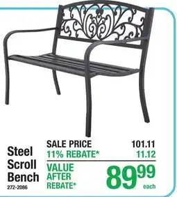 Menards Steel Scroll Bench offer