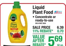 Menards Miracle-Gro Liquid Plant Food Concentrate or ready-to-use offer