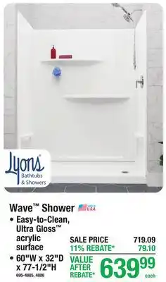 Menards Lyons Wave Shower offer