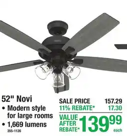 Menards 52 Novi Modern style for large rooms, 1,669 lumens offer