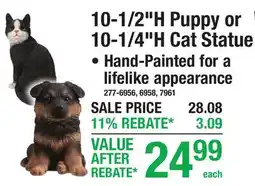 Menards 10-1/2H Puppy or 10-1/4H Cat Statue offer