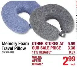 Menards Memory Foam Travel Pillow offer
