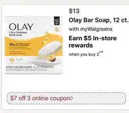 Walgreens Olay Bar Soap, 12 ct offer