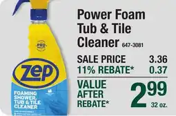 Menards Zep Power Foam Tub & Tile Cleaner offer