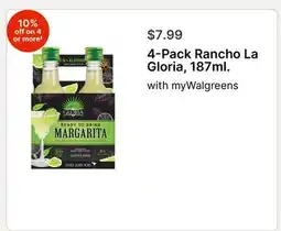 Walgreens 4-Pack Rancho La Gloria, 187ml offer
