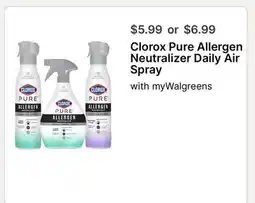 Walgreens Clorox Pure Allergen Neutralizer Daily Air Spray offer