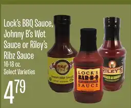 Jewel-Osco Lock's BBQ Sauce, Johnny B's Wet Sauce or Riley's Ribz Sauce offer