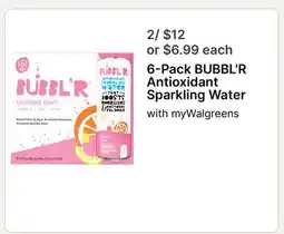 Walgreens 6-Pack BUBBL'R Antioxidant Sparkling Water offer