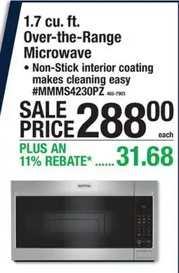 Menards Maytag 1.7 cu. ft. Over-the-Range Microwave offer