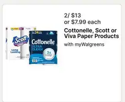 Walgreens Cottonelle, Scott or Viva Paper Products offer