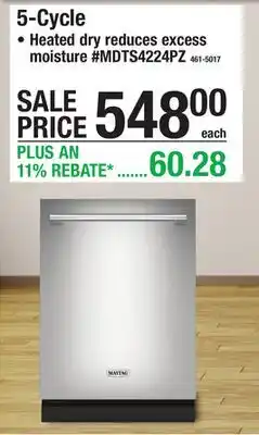 Menards Maytag 5-Cycle Dishwasher offer