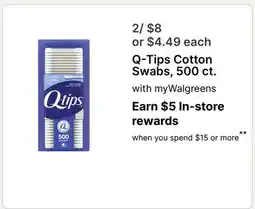 Walgreens Q-Tips Cotton Swabs, 500 ct offer