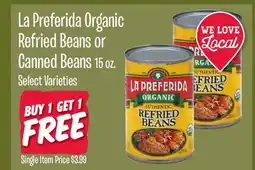 Jewel-Osco La Preferida Organic Refried Beans or Canned Beans offer