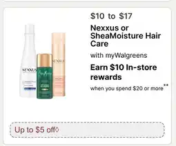 Walgreens Nexxus or SheaMoisture Hair Care offer
