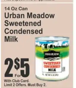 Food Universe 14 Oz Can Urban Meadow Sweetened Condensed Milk offer