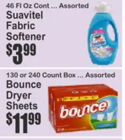 Food Universe Suavitel Fabric Softener, Bounce Dryer Sheets offer