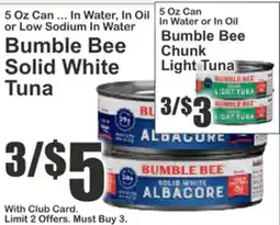 Food Universe Bumble Bee Solid White Tuna offer