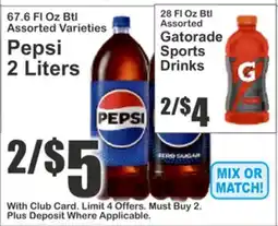 Food Universe Pepsi 2 Liters, Gatorade Sports Drinks offer