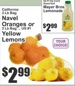 Food Universe California: 3 Lb Bag Navel Oranges or 2 Lb Bag Yellow Lemons offer