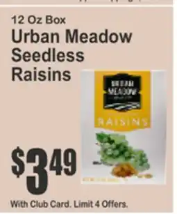 Food Universe 12 Oz Box Urban Meadow Seedless Raisins offer