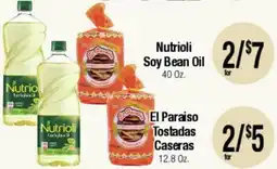 Big Saver Foods Nutrioli Soy Bean Oil 40 Oz. El Paraiso Tostadas Caseras 12.8 Oz offer