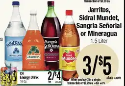 Big Saver Foods Jarritos, Sidral Mundet, Sangria Señorial or Mineragua offer