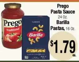 Big Saver Foods Prego Pasta Sauce 24 Oz. Barilla Pastas, 16 Oz offer