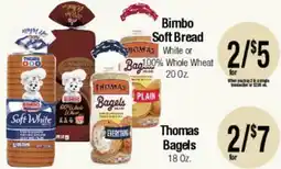 Big Saver Foods Bimbo Soft Bread, Thomas Bagels offer