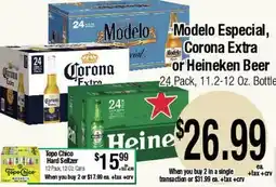 Big Saver Foods Modelo Especial, Corona Extra or Heineken Beer offer