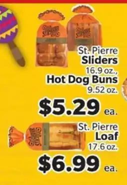 Living Fresh Market St. Pierre Sliders Hot Dog Buns 16.9 oz., St Pierre Loaf 17.6 oz offer