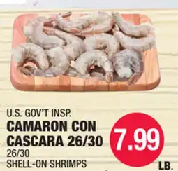 Carnicerias Jimenez U.S. GOV'T INSPI CAMARON CON CASCARA 26/30 offer