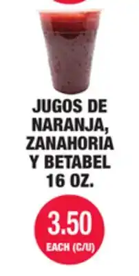 Carnicerias Jimenez JUGOS DE NARANJA, ZANAHORIA Y BETABEL 16 OZ offer