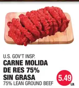 Carnicerias Jimenez U.S. GOV'T INSP. CARNE MOLIDA DE RES 75% SIN GRASA offer
