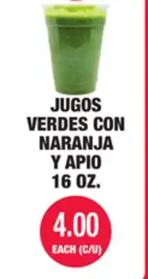 Carnicerias Jimenez JUGOS VERDES CON NARANJA Y APIO 16 OZ offer