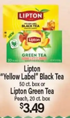 Angelo Caputo's Fresh Market Lipton Yellow Label Black Tea 50 ct. box or Lipton Green Tea Peach, 20 ct. box offer