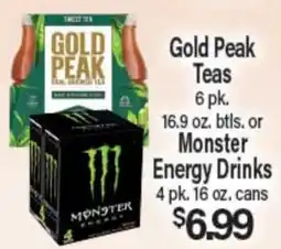 Angelo Caputo's Fresh Market Gold Peak Teas 6 pk. 16.9 oz. btls. or Monster Energy Drinks 4 pk. 16 oz. cans offer