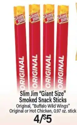 Angelo Caputo's Fresh Market Slim Jim Giant Size Smoked Snack Sticks offer
