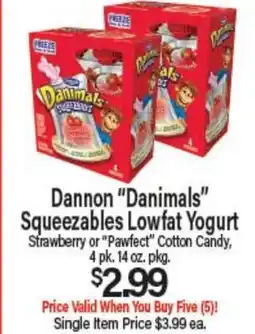 Angelo Caputo's Fresh Market Dannon Danimals Squeezables Lowfat Yogurt offer